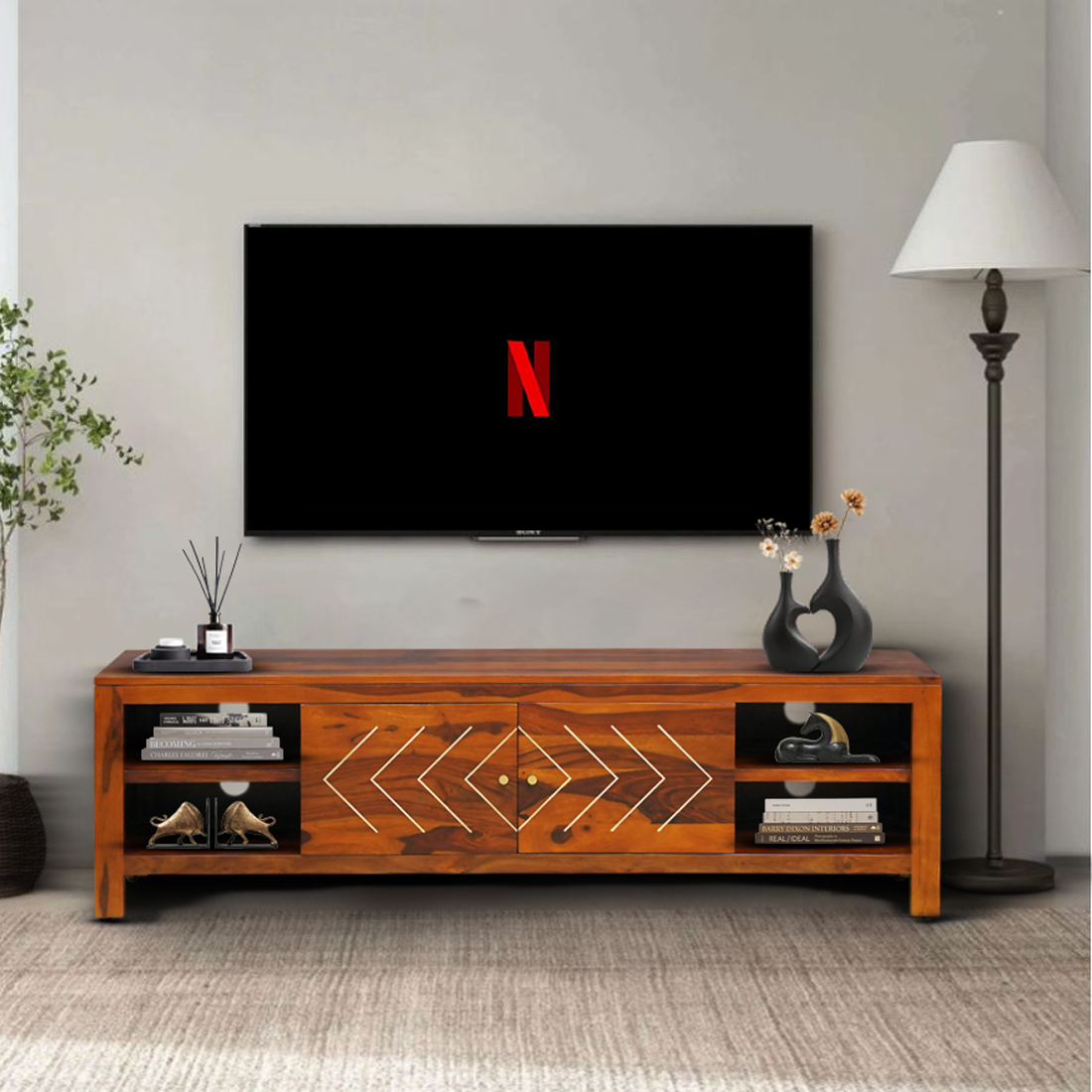 Bristol Large TV Stand in Honey Finish