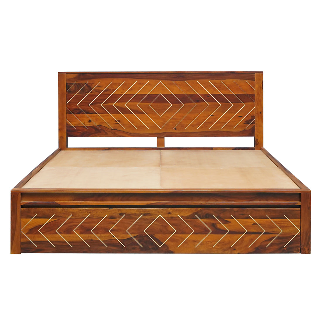 Bristol King Size Bed With Drawer Storage in Honey Finish