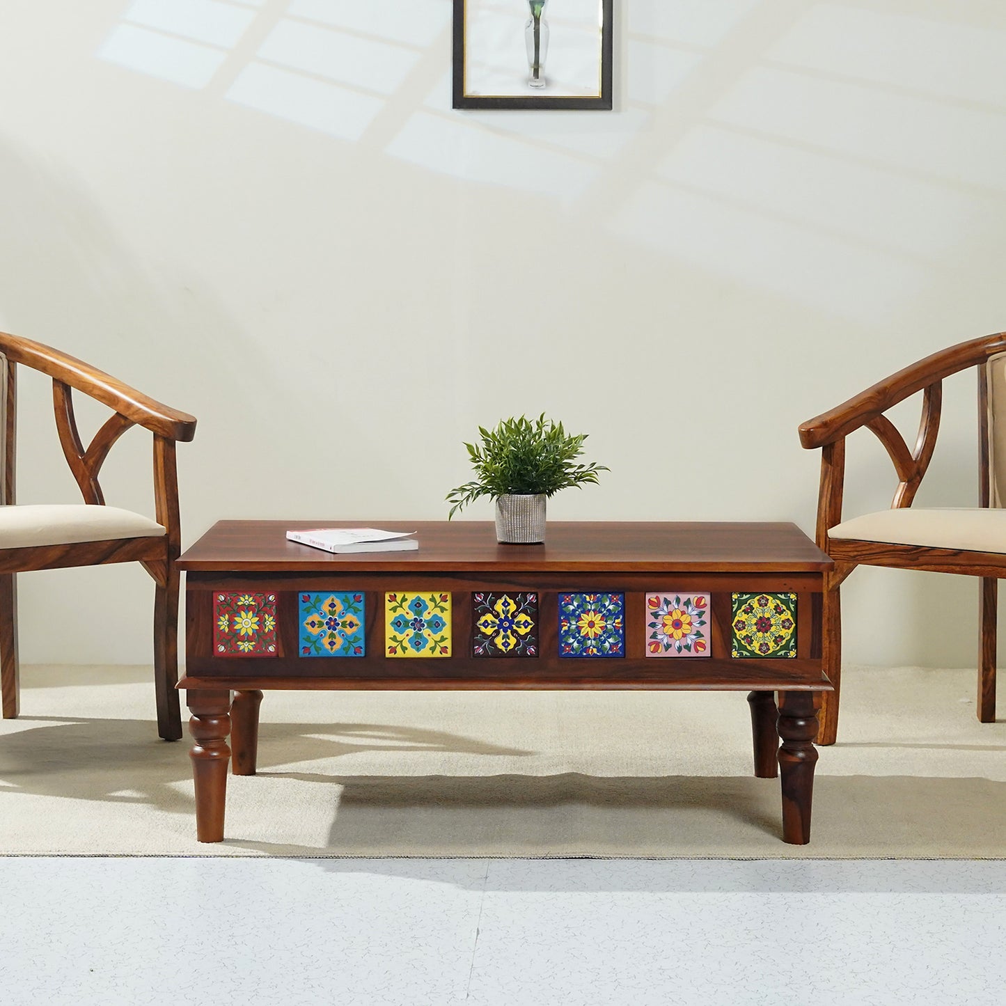 Amber Sheesham Wood Coffee Table in Honey Finish