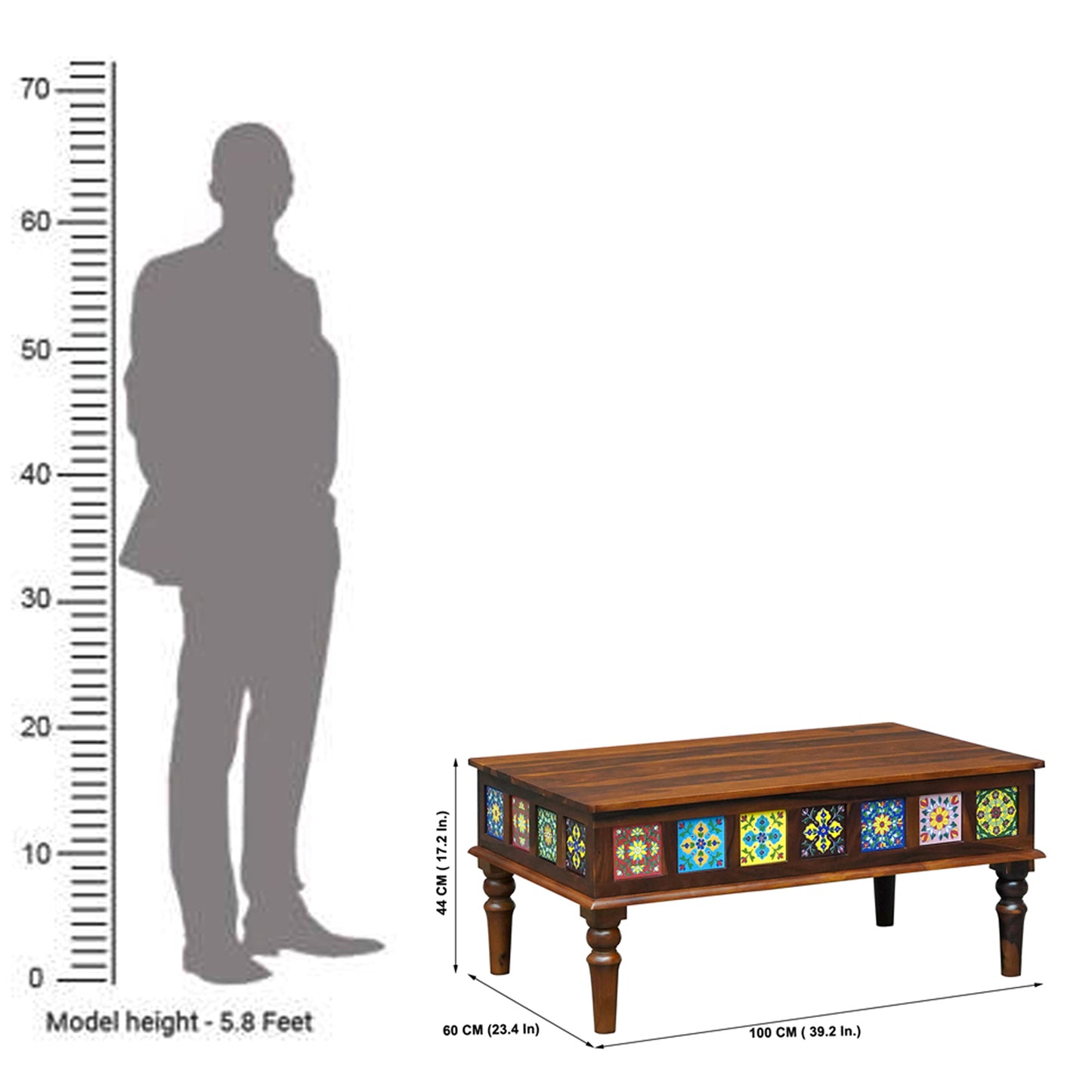 Amber Sheesham Wood Coffee Table in Honey Finish