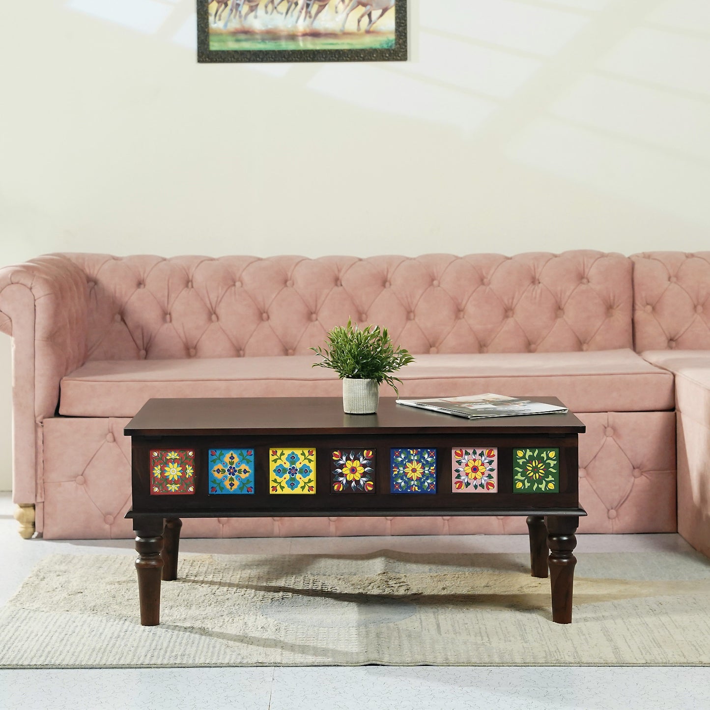 Amber Sheesham Wood Coffee Table in Walnut Finish