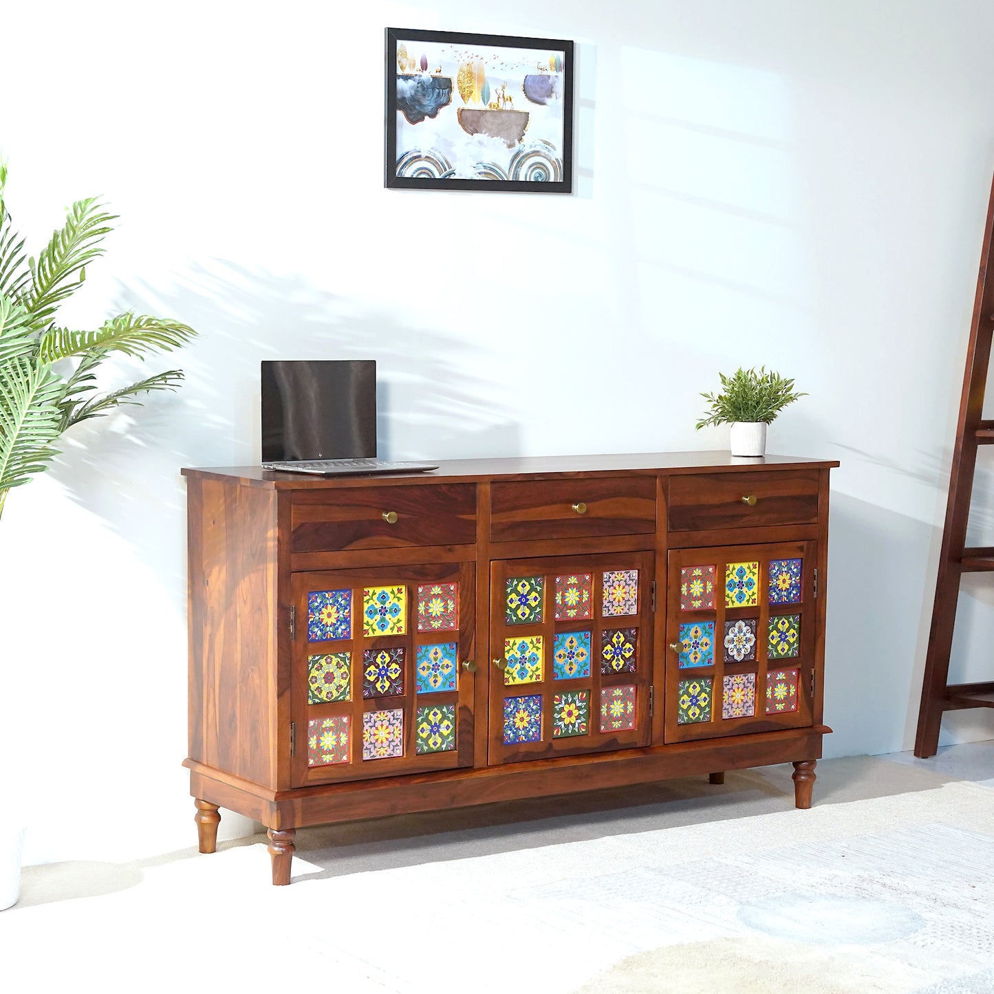 Amber Sheesham Wood Sideboard in Honey Finish
