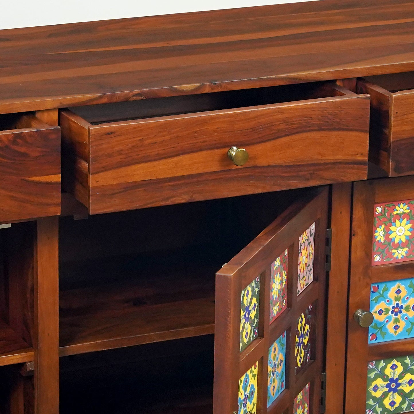 Amber Sheesham Wood Sideboard in Honey Finish