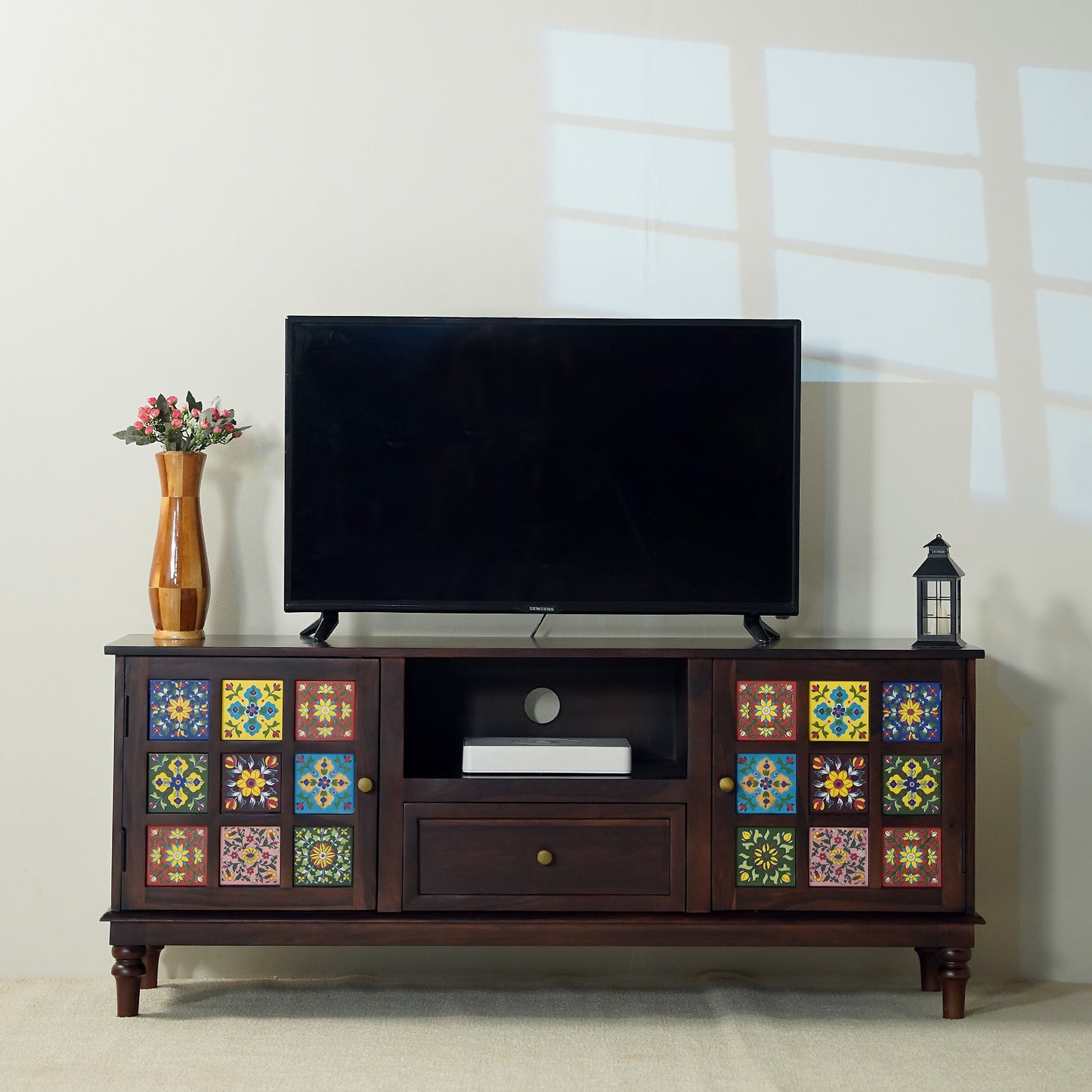 Amber Sheesham Wood TV Stand in Walnut Finish