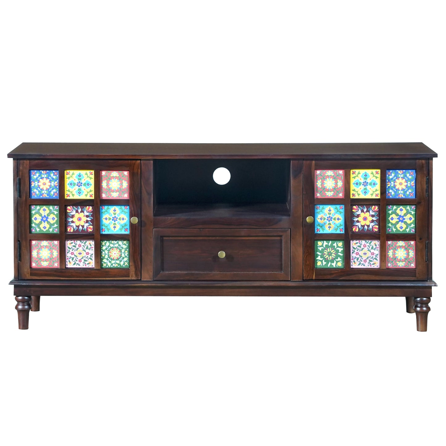 Amber Sheesham Wood TV Stand in Walnut Finish