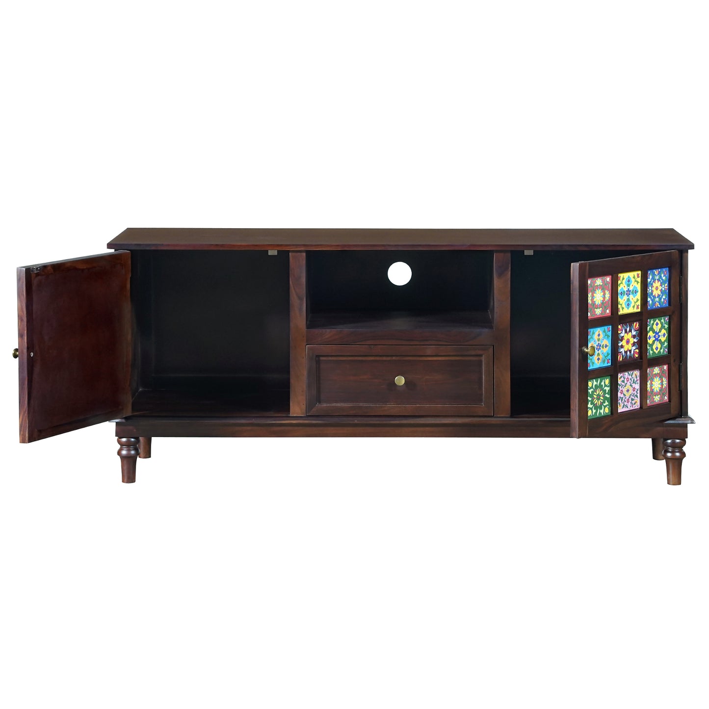 Amber Sheesham Wood TV Stand in Walnut Finish