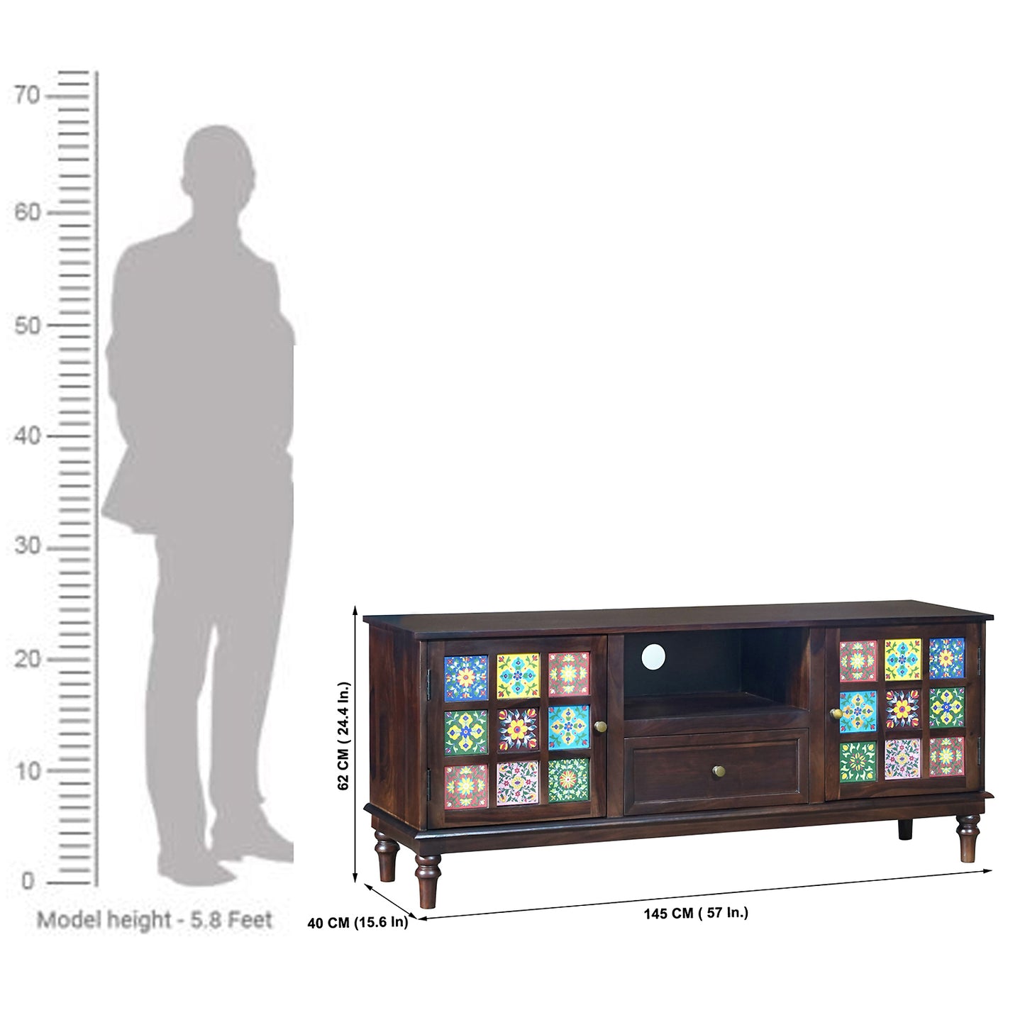 Amber Sheesham Wood TV Stand in Walnut Finish