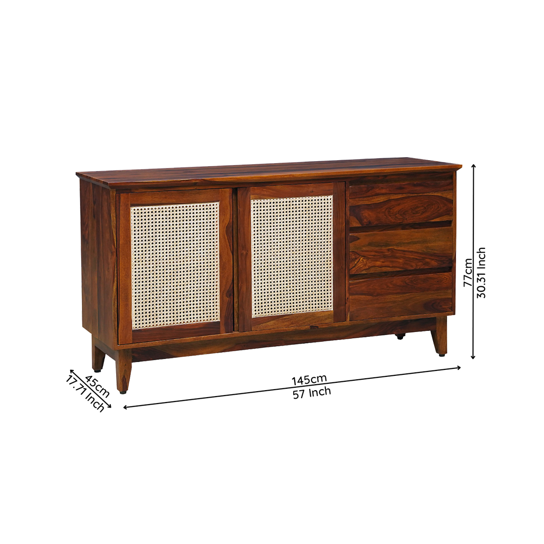 Bali Sheesham Wood Sideboard in Rosewood Finish