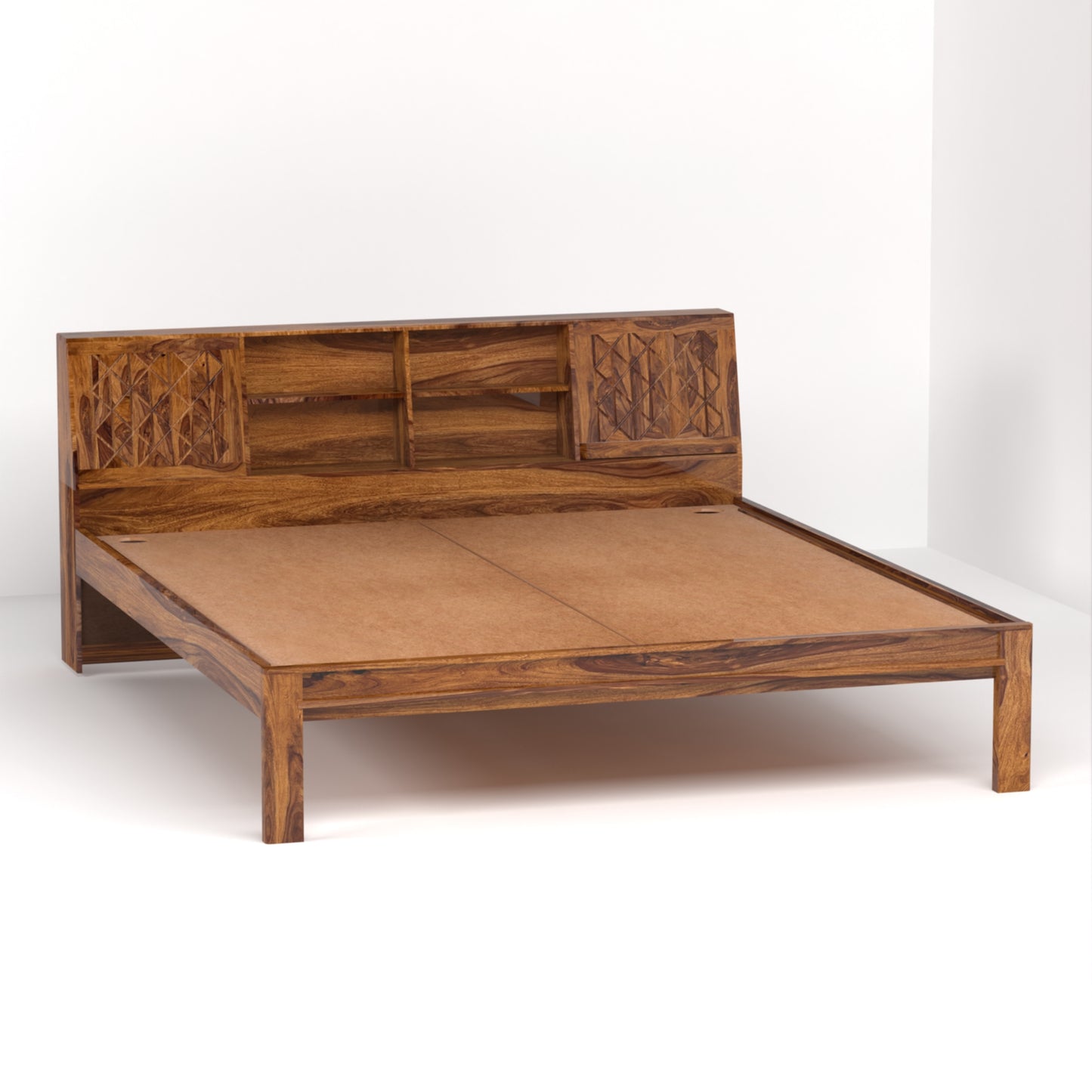 Bergen Sheesham Wood King Size Bed in Honey Finish