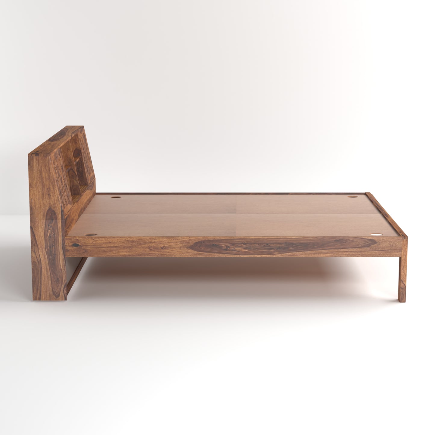 Bergen Sheesham Wood Queen Size Bed in Honey Finish