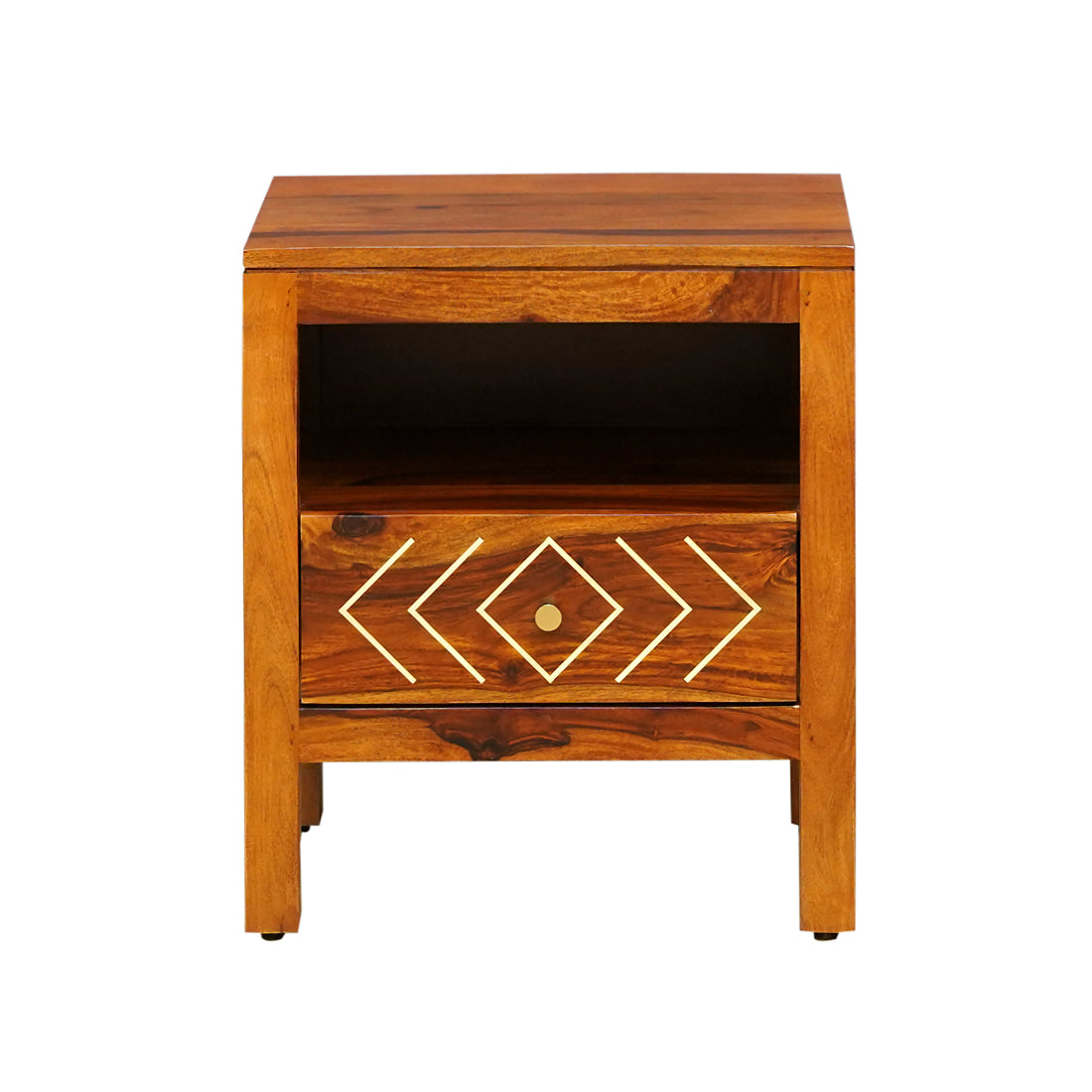 Bristol Sheesham Wood Bedside Table in Honey Finish
