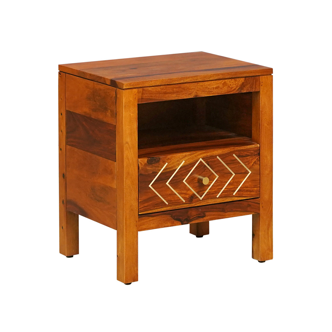 Bristol Sheesham Wood Bedside Table in Honey Finish
