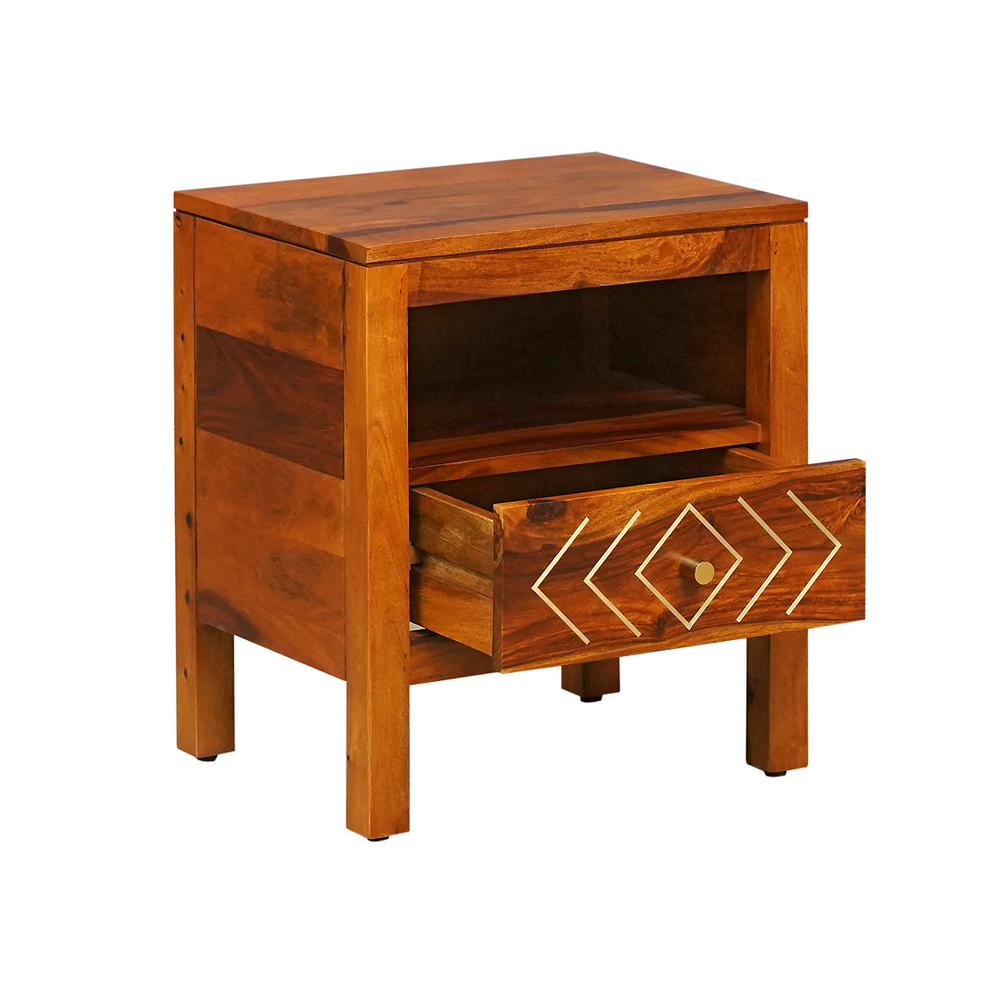 Bristol Sheesham Wood Bedside Table in Honey Finish