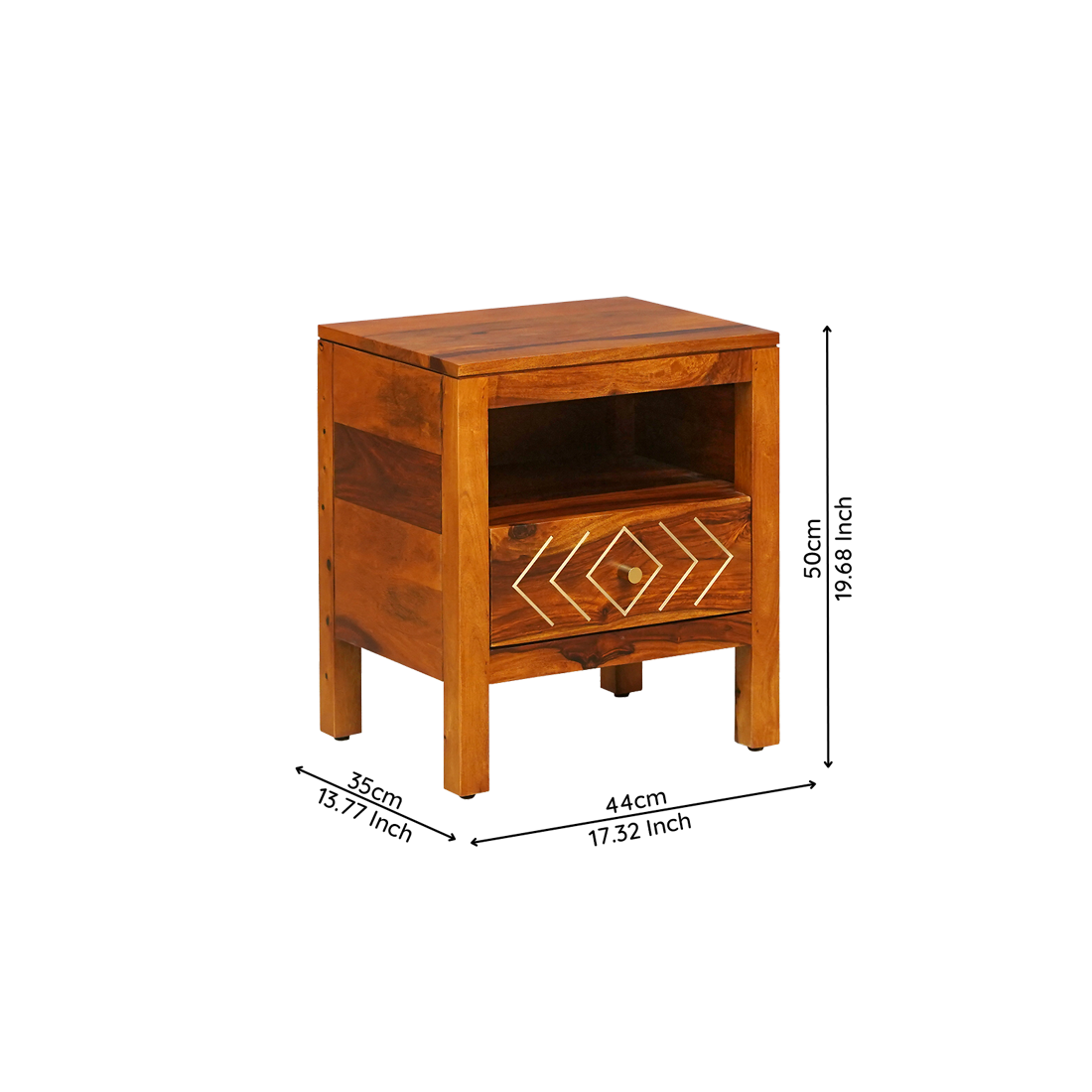 Bristol Sheesham Wood Bedside Table in Honey Finish