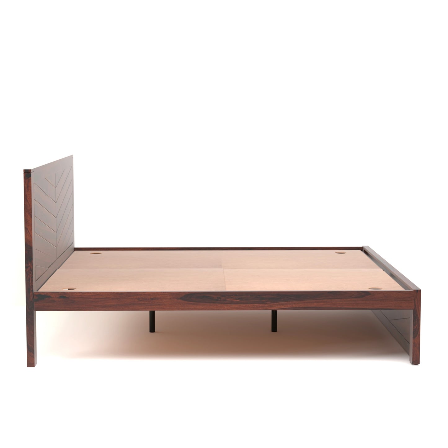 Chevron Sheesham Wood King Size Bed in Rosewood Finish