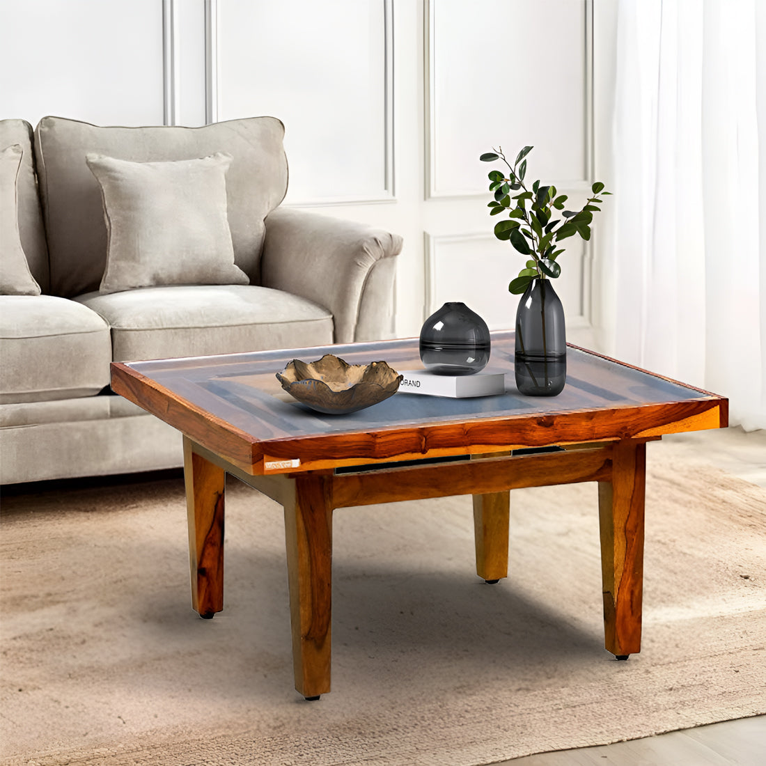 Medan Square Coffee Table in Honey Finish