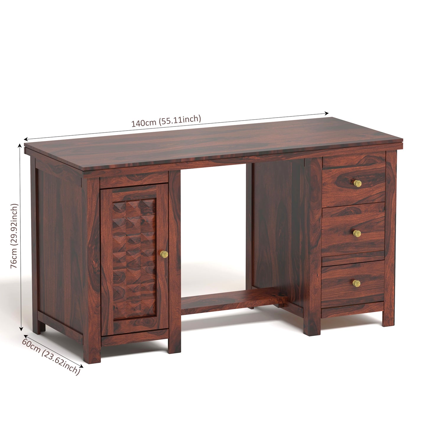 Diamond Sheesham Wood Computer Table in Honey Finish