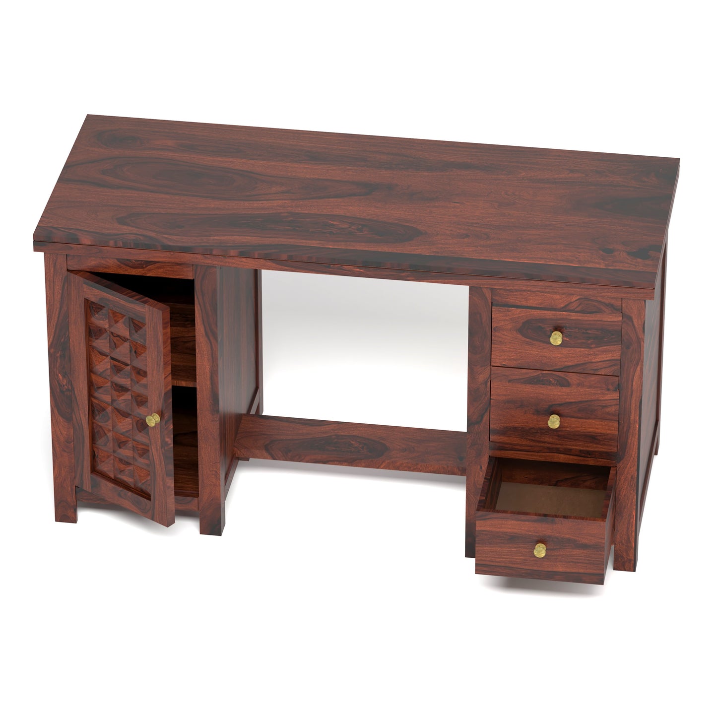 Diamond Sheesham Wood Computer Table in Honey Finish