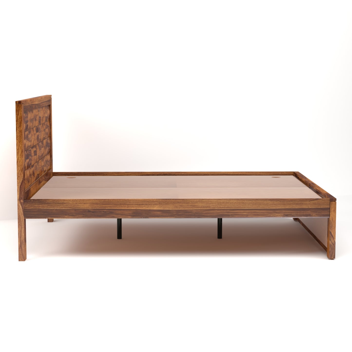Diamond Sheesham Wood Queen Size Bed in Honey Finish