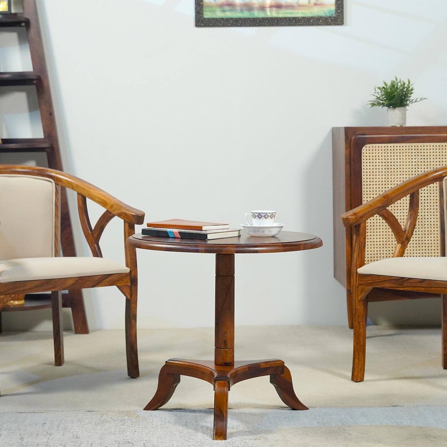 Emperor Sheesham Wood Round Stool in Honey Finish