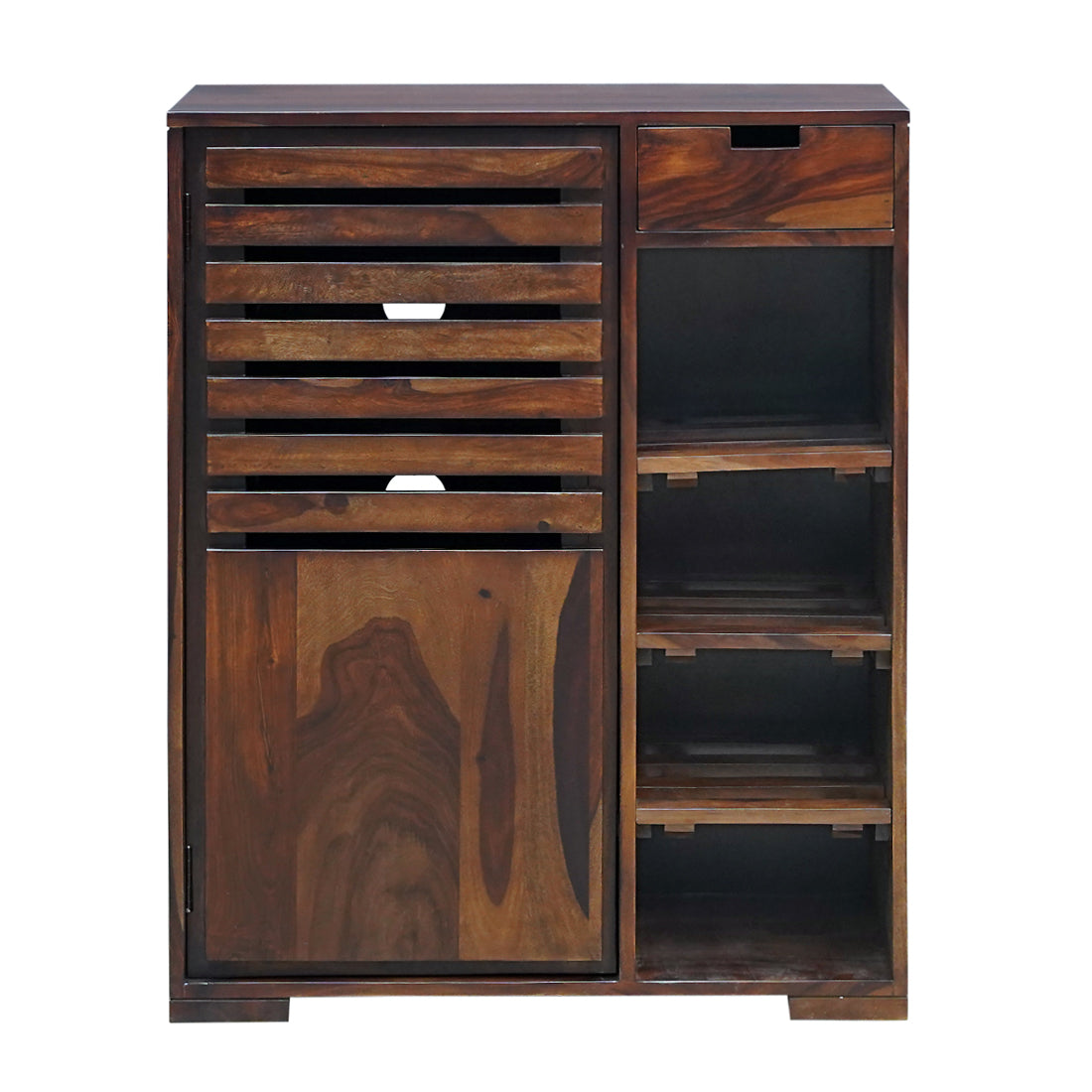 Fulton Sheesham Wood Shoe Rack in Walnut Finish
