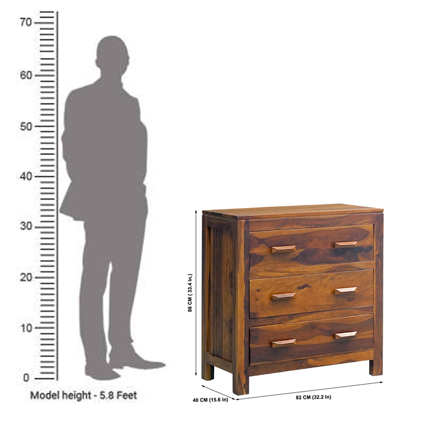 Harper Sheesham Wood Chest of Drawers in Honey Finish