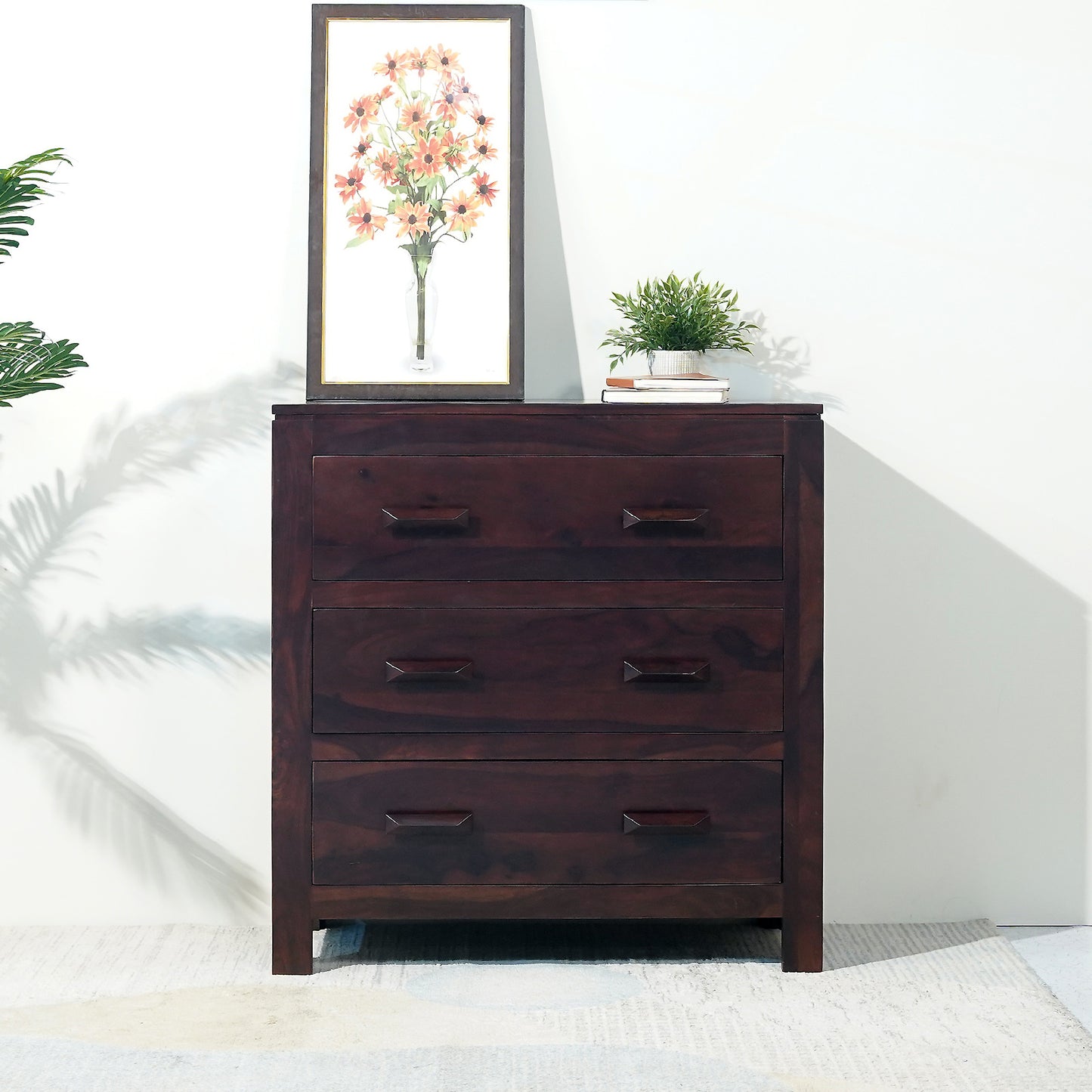 Harper Sheesham Wood Chest of Drawers in Walnut Finish