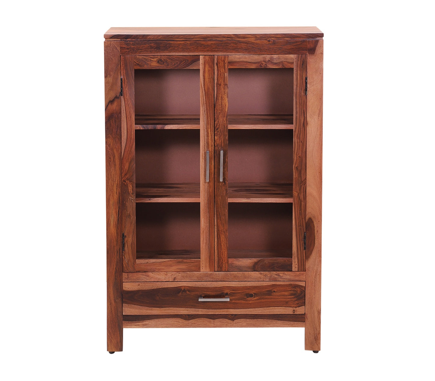 Harper Sheesham Wood Glass Cabinet in Natural Finish