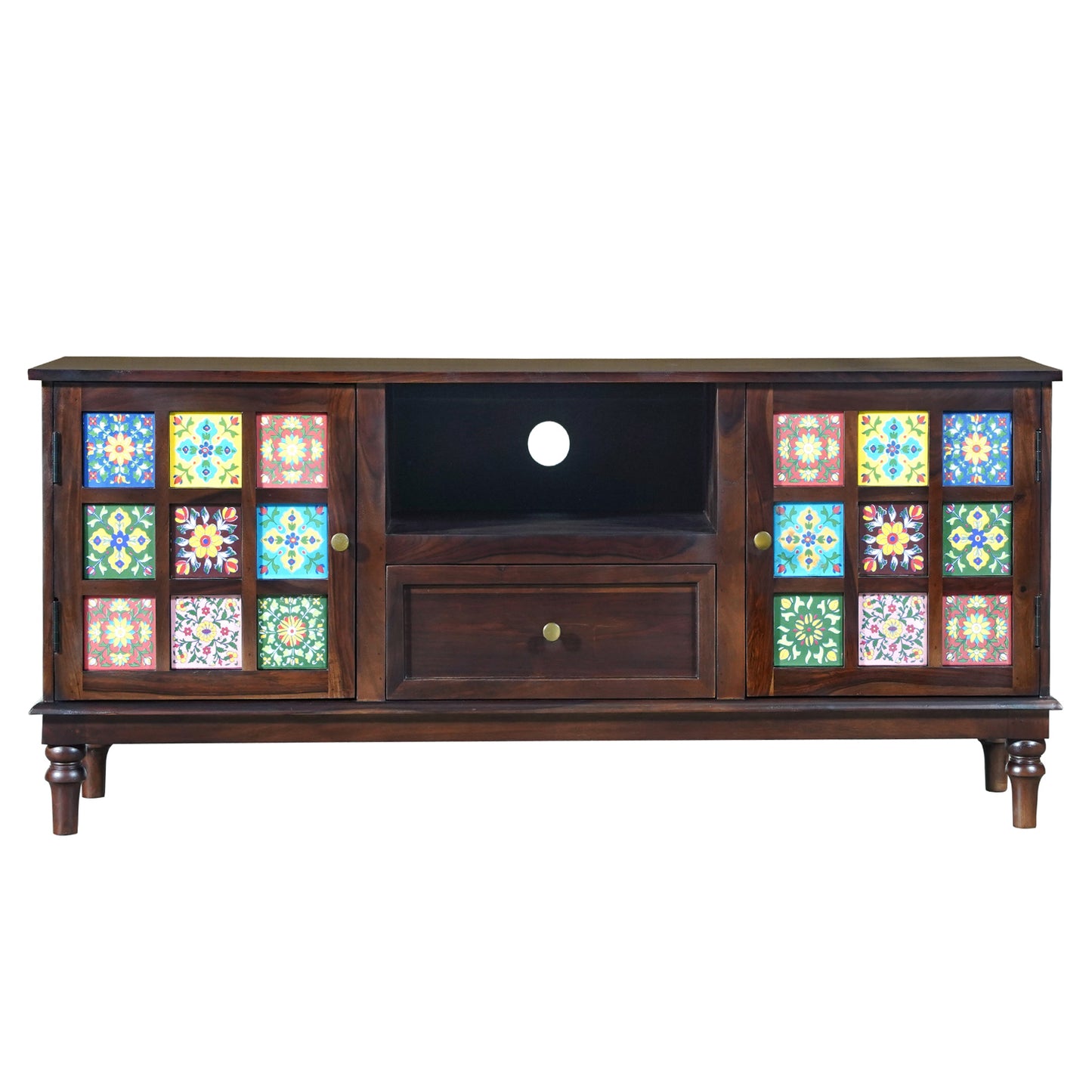 Amber Sheesham Wood TV Stand in Walnut Finish