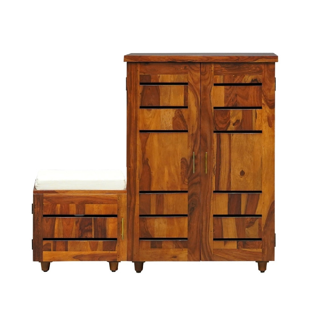 Napa Sheesham Wood Shoe Rack in Honey Finish
