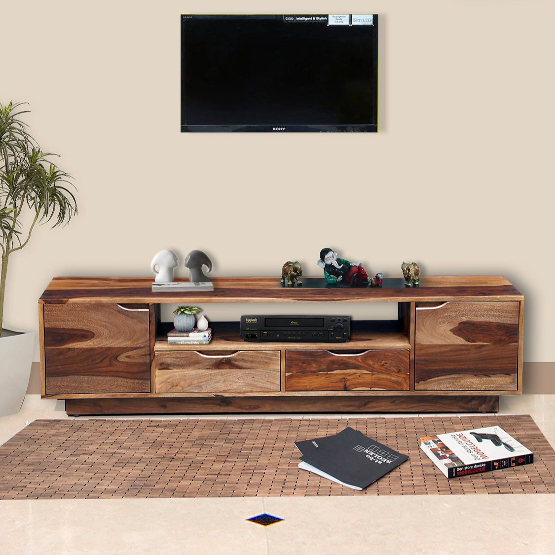 Nentis Sheesham Wood TV Stand in Natural Finish