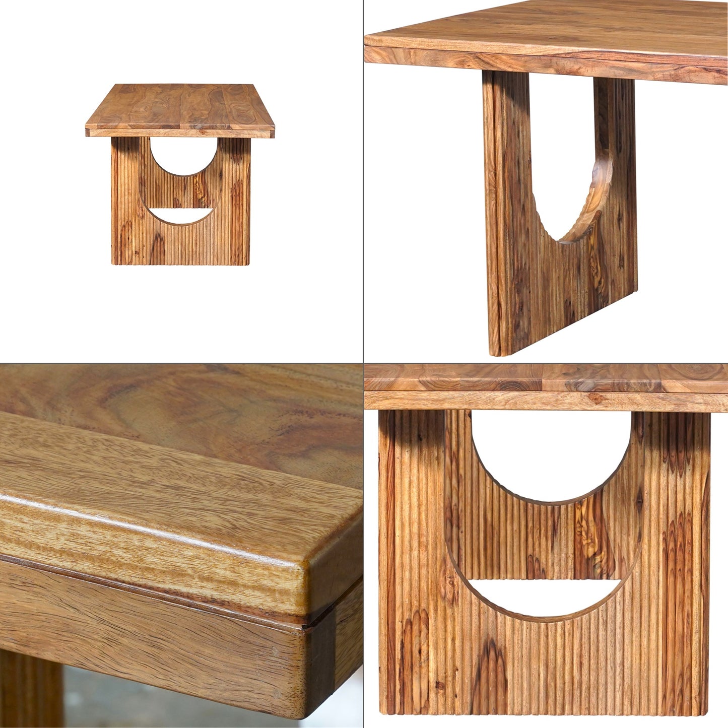 Nicobar Sheesham Wood 6S Dining Set in Stone Finish