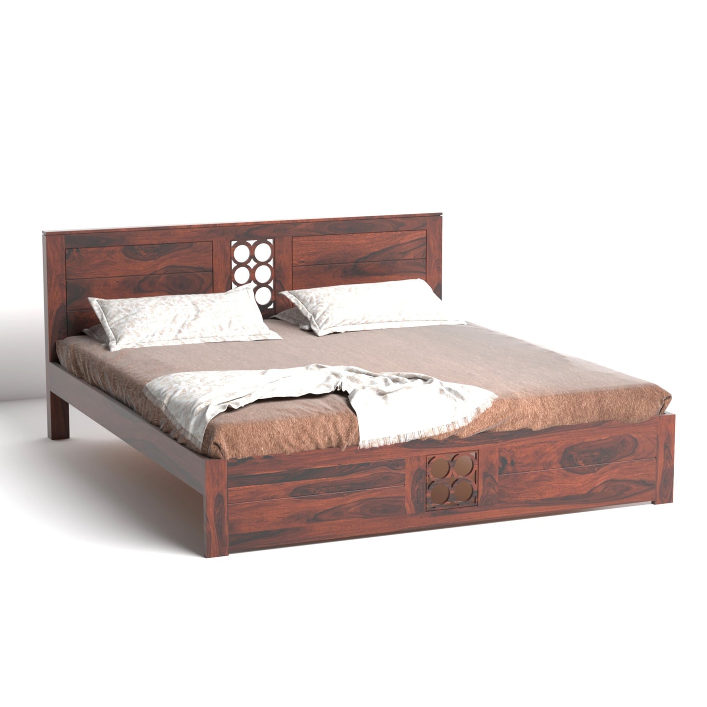 Pearl Sheesham Wood King Size Bed in Rosewood Finish