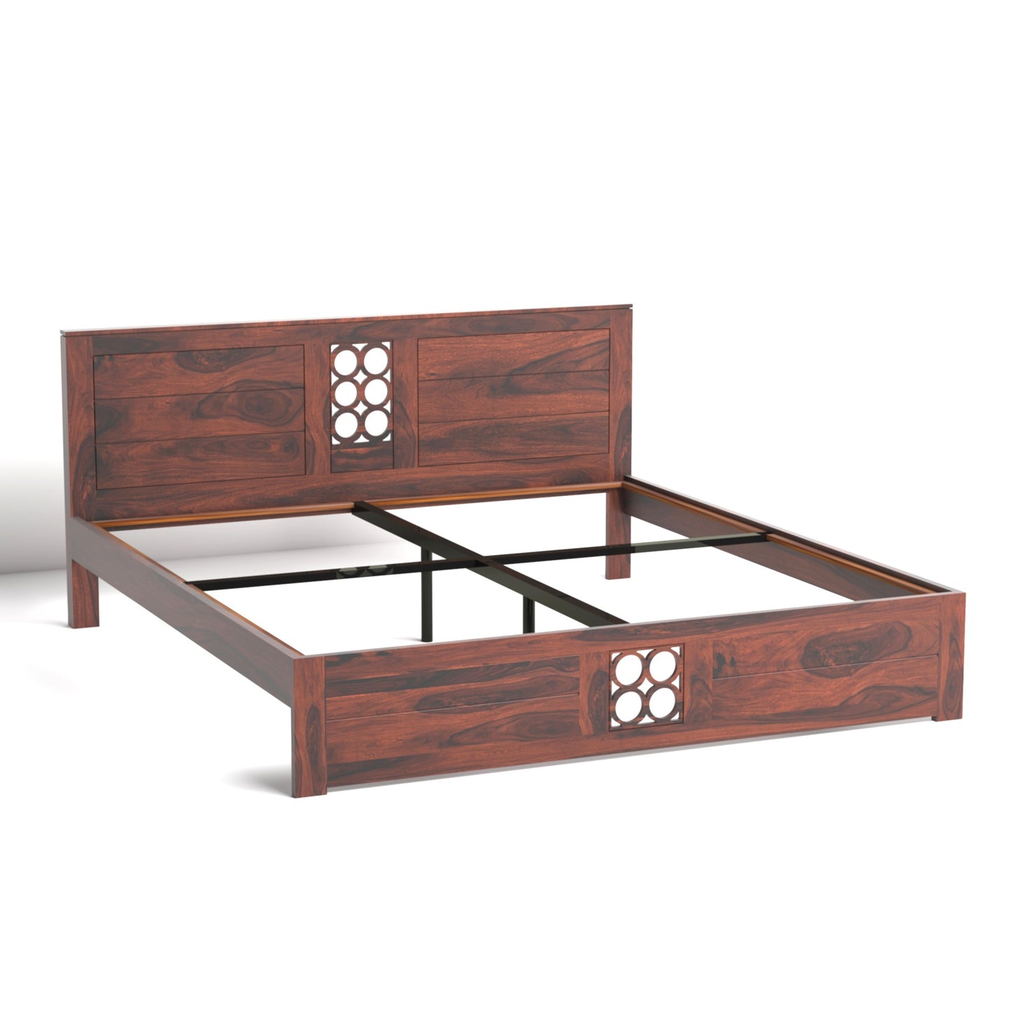 Pearl Sheesham Wood King Size Bed in Rosewood Finish