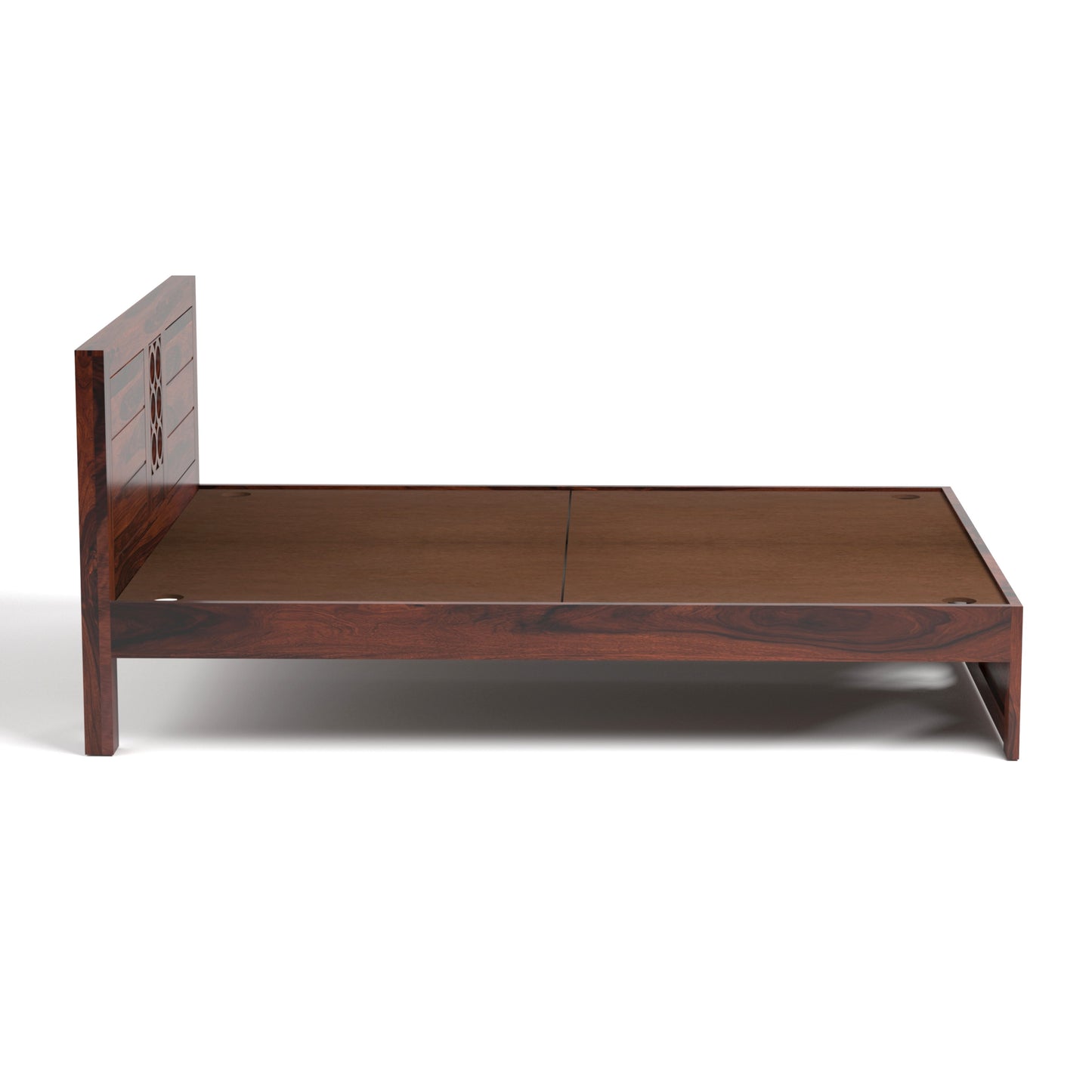 Pearl Sheesham Wood Queen Size Bed in Rosewood Finish