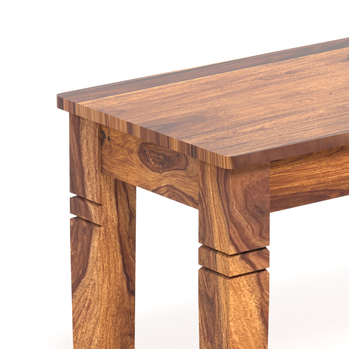 Prados Sheesham Wood Six Seater Dining Set with Bench in Honey Finish
