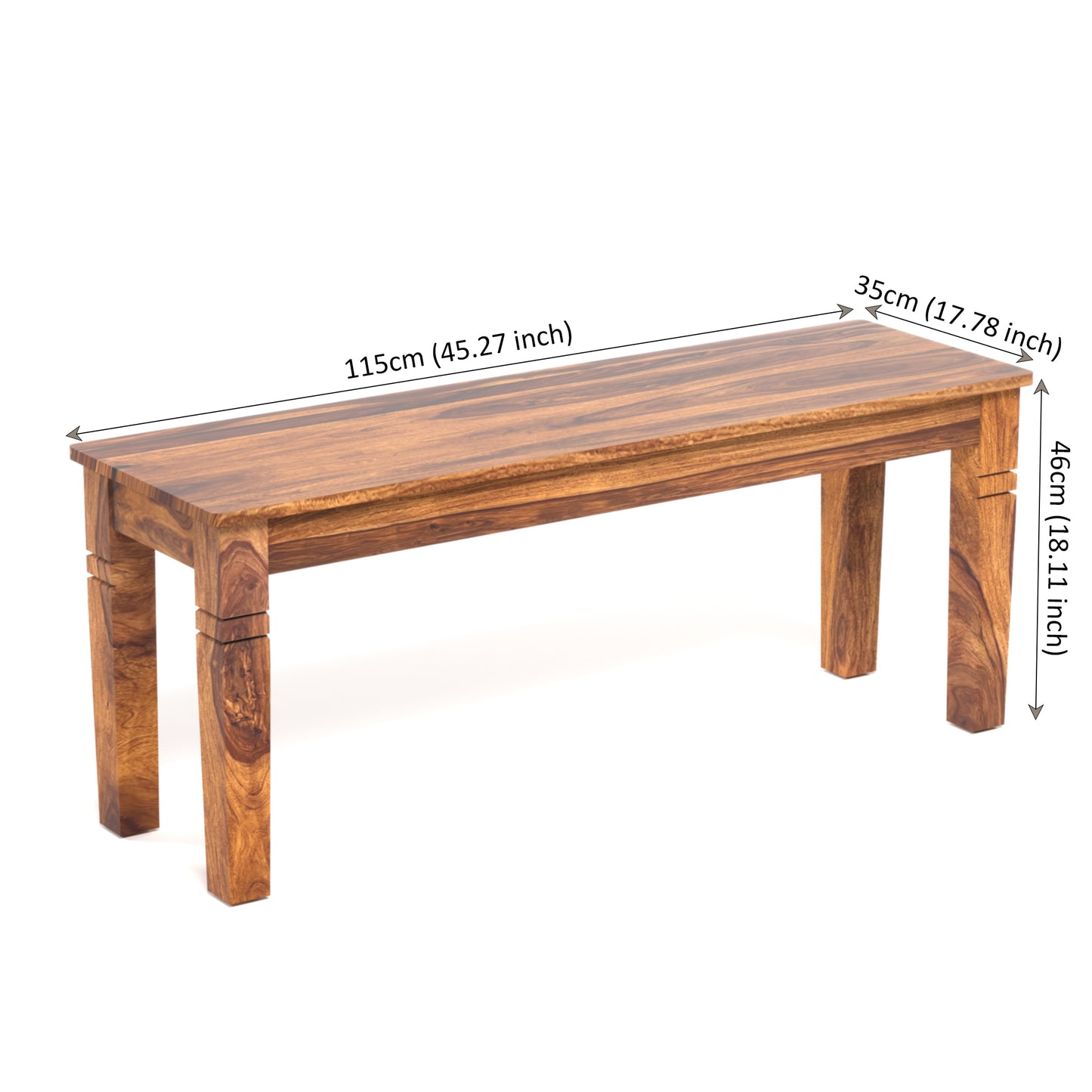 Prados Sheesham Wood Six Seater Dining Set with Bench in Honey Finish