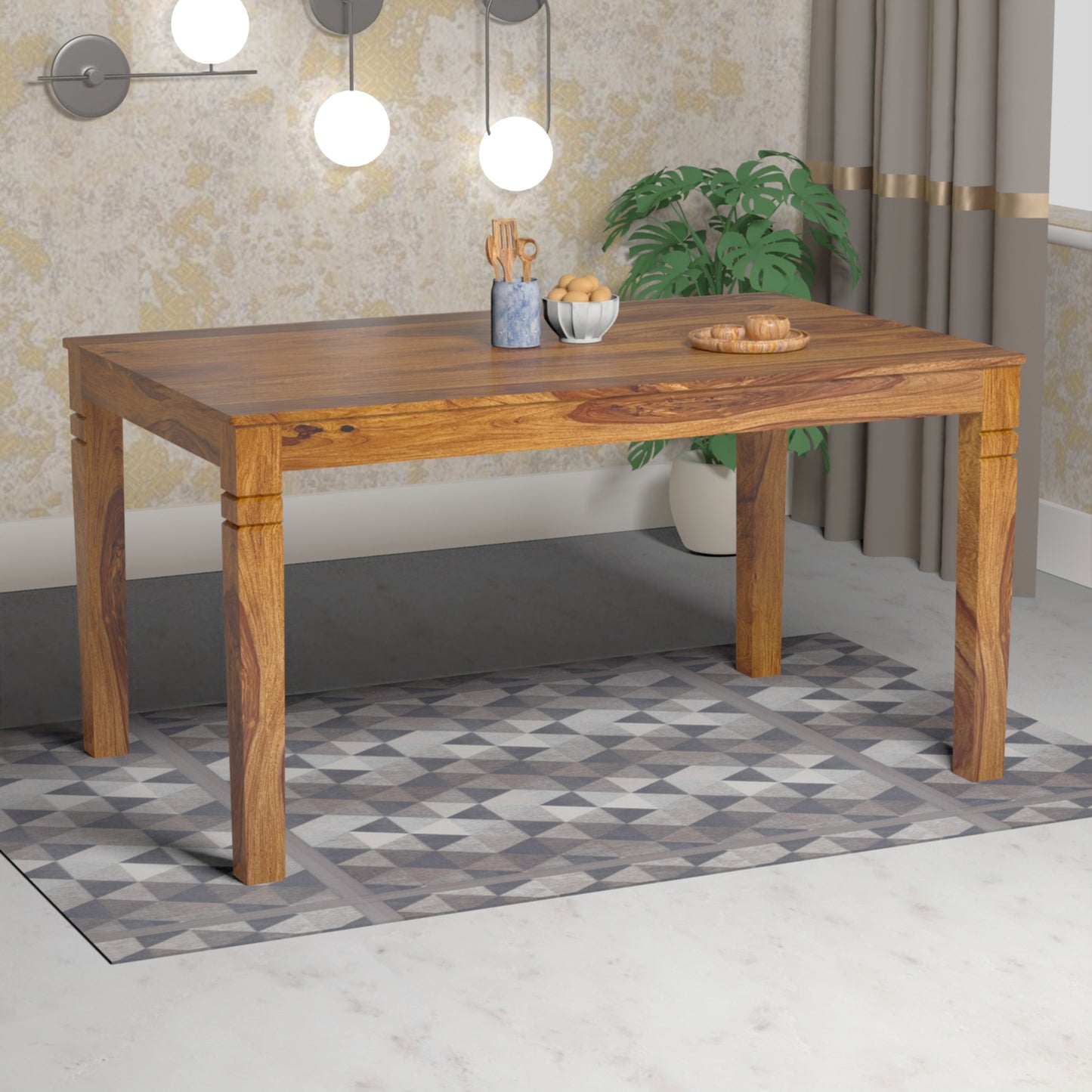 Prados Sheesham Wood Six Seater Dining Table in Honey Finish