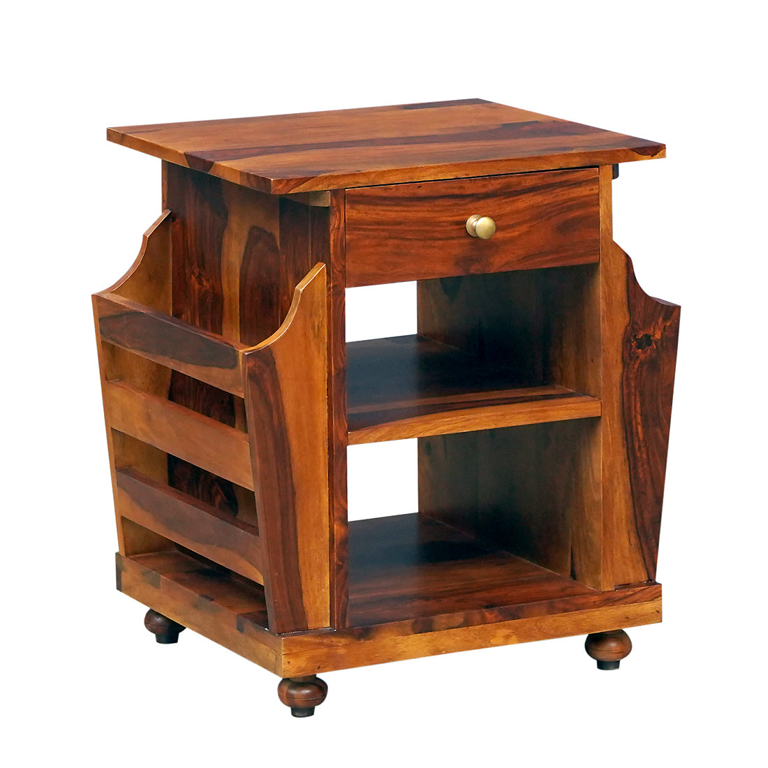 Rhea Sheesham Wood Side Table in Honey Finish