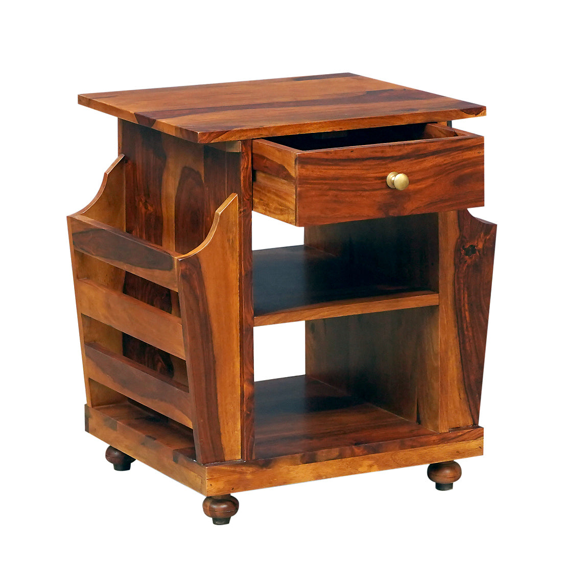 Rhea Sheesham Wood Side Table in Honey Finish