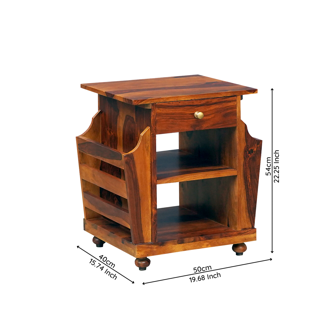 Rhea Sheesham Wood Side Table in Honey Finish
