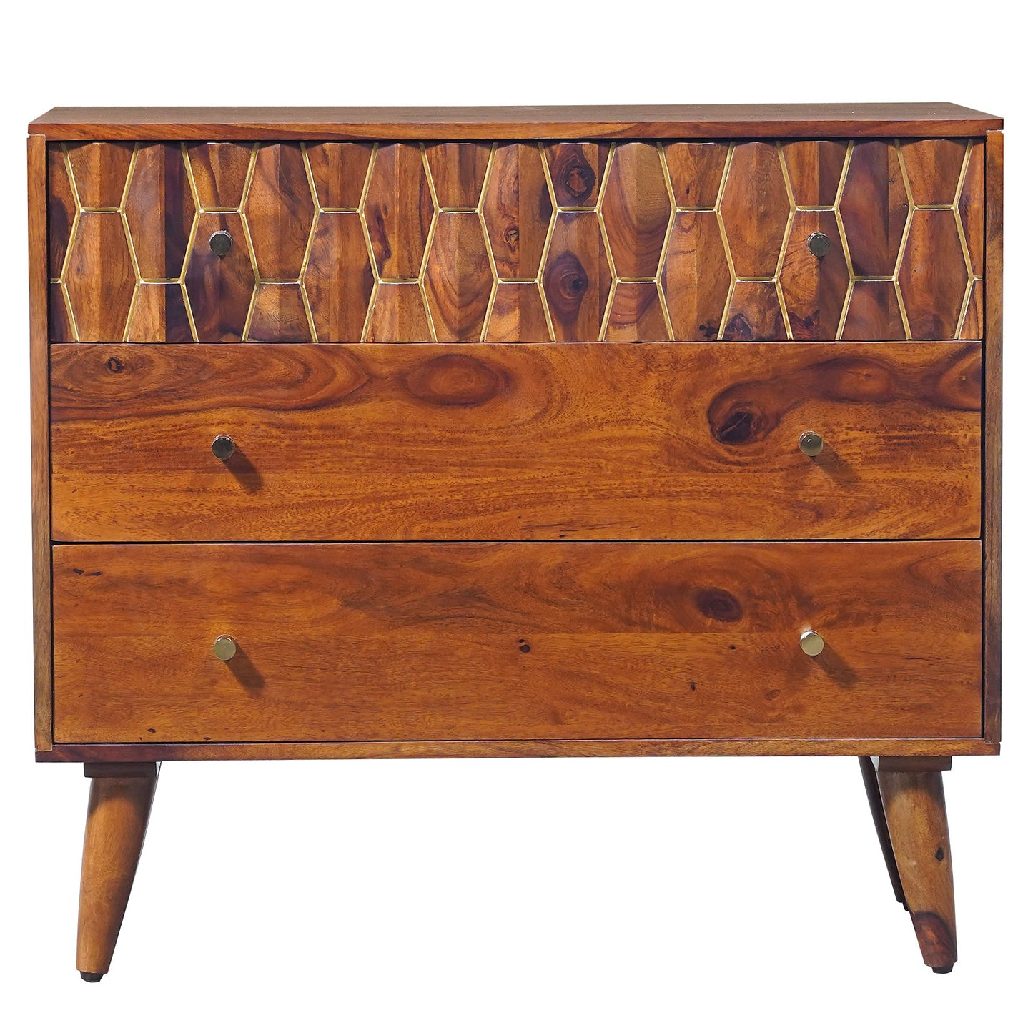 Ruby Sheesham Wood Chest of Drawers in Honey Finish