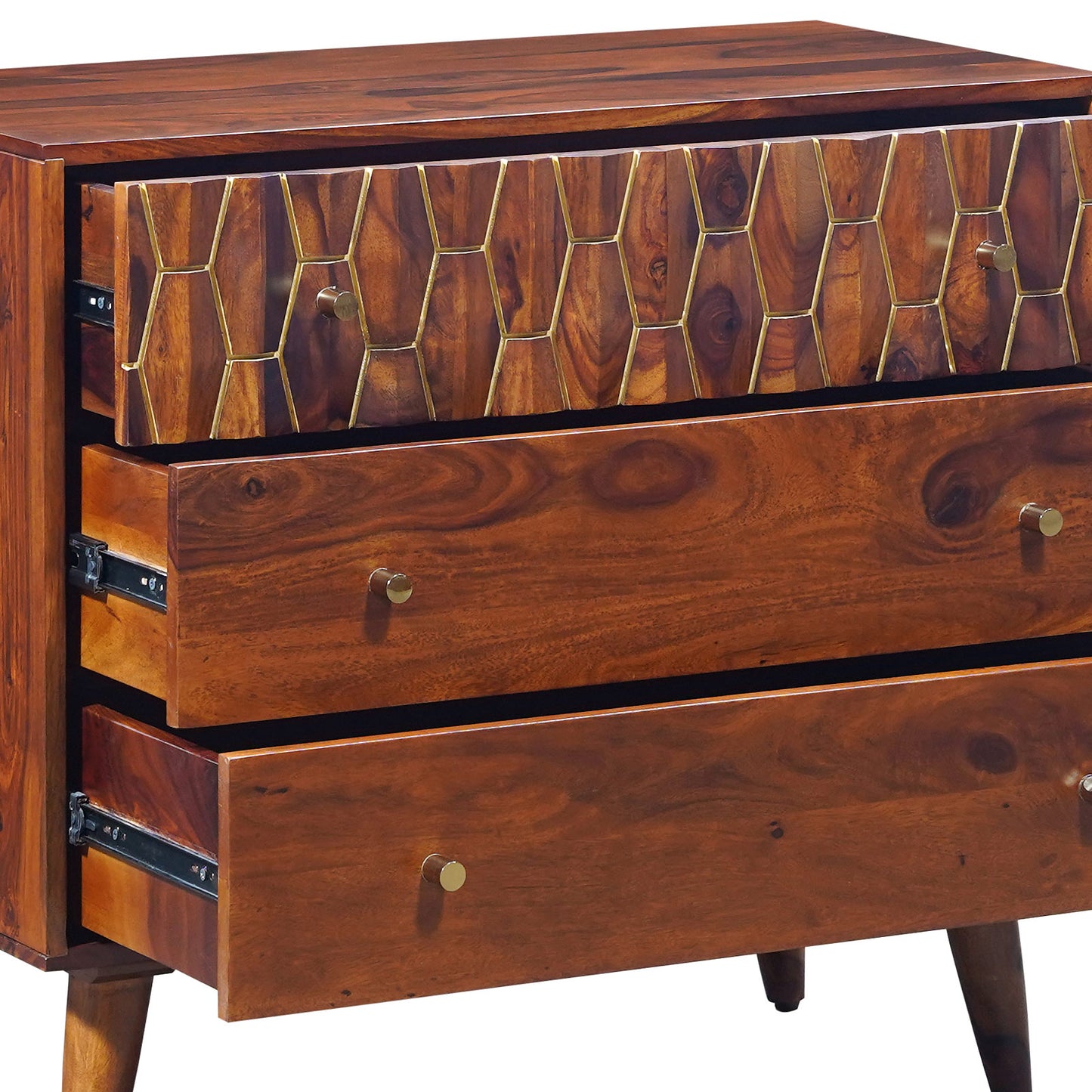 Ruby Sheesham Wood Chest of Drawers in Honey Finish