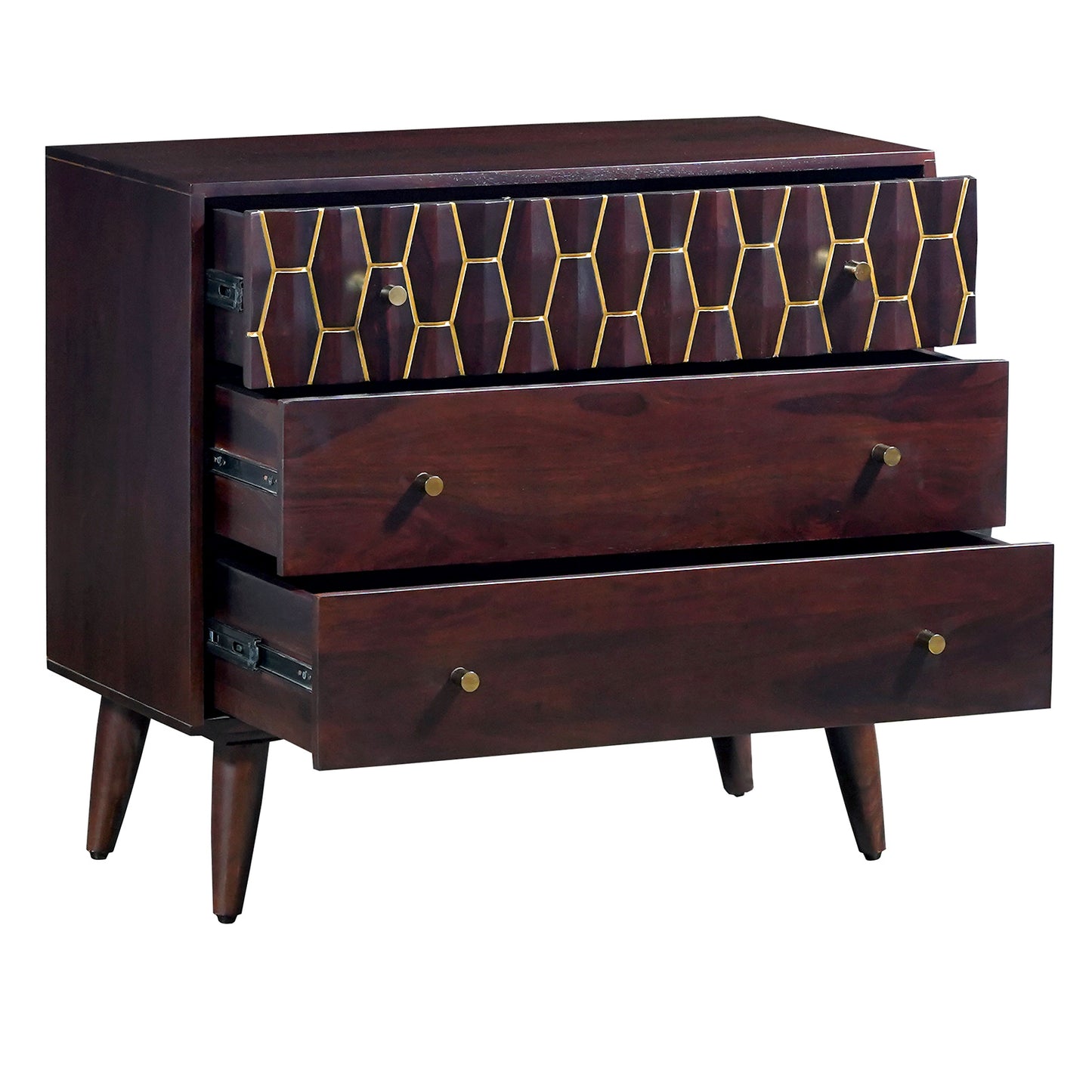 Ruby Sheesham Wood Chest of Drawers in Walnut Finish