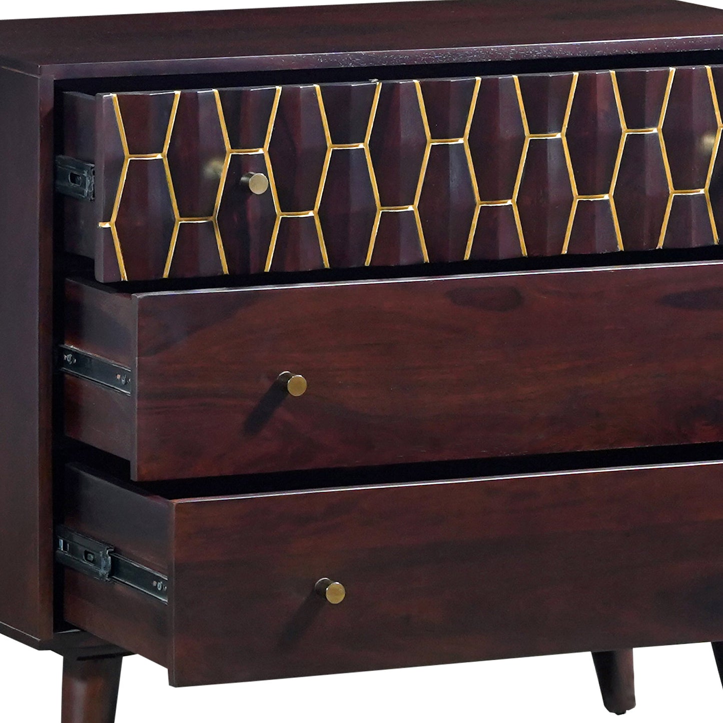 Ruby Sheesham Wood Chest of Drawers in Walnut Finish
