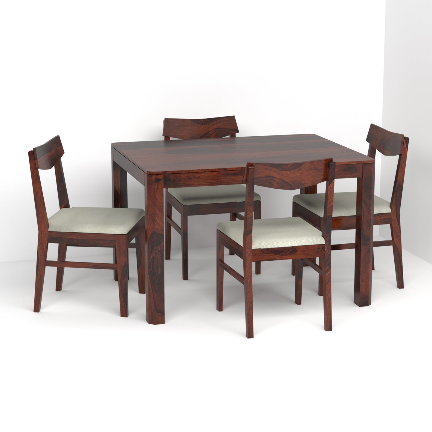 Ruby Sheesham Wood Four Seater Dining Set in Rosewood Finish
