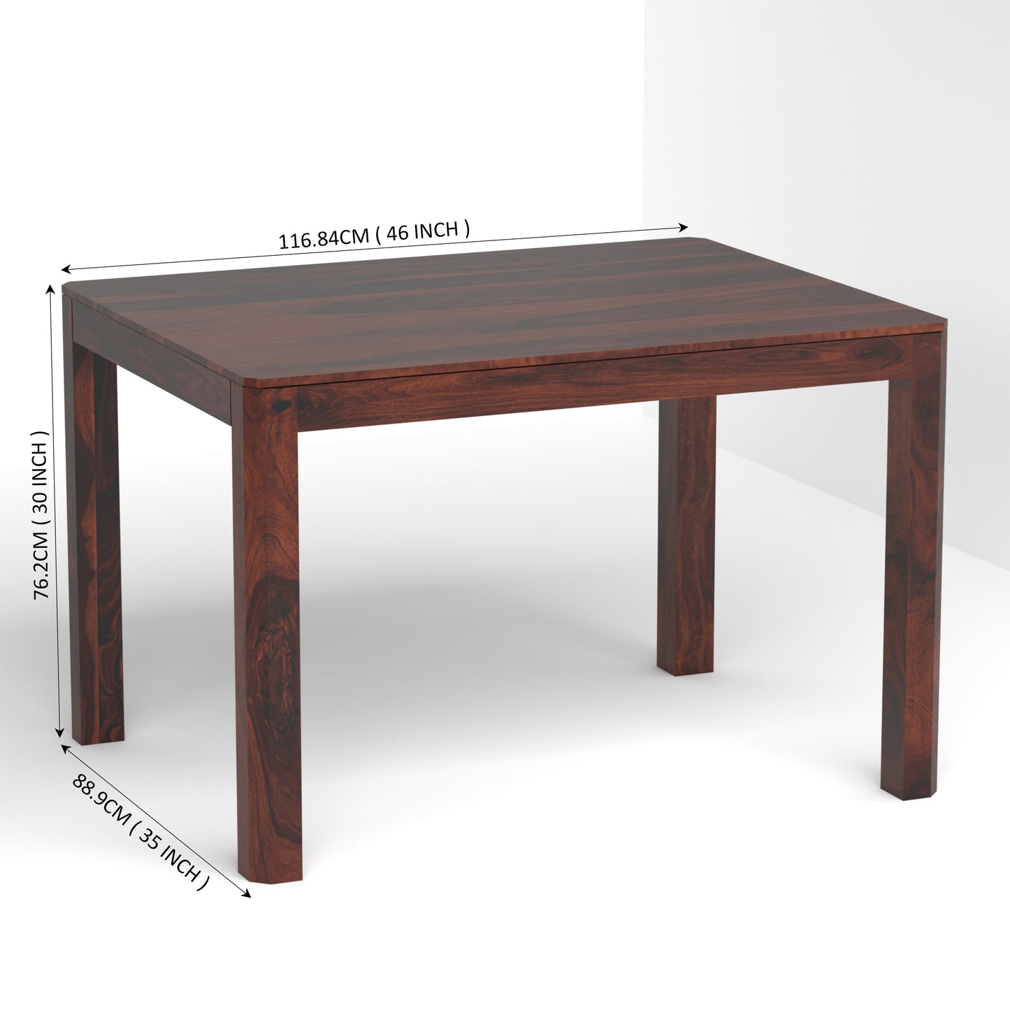 Ruby Sheesham Wood Four Seater Dining Set in Rosewood Finish