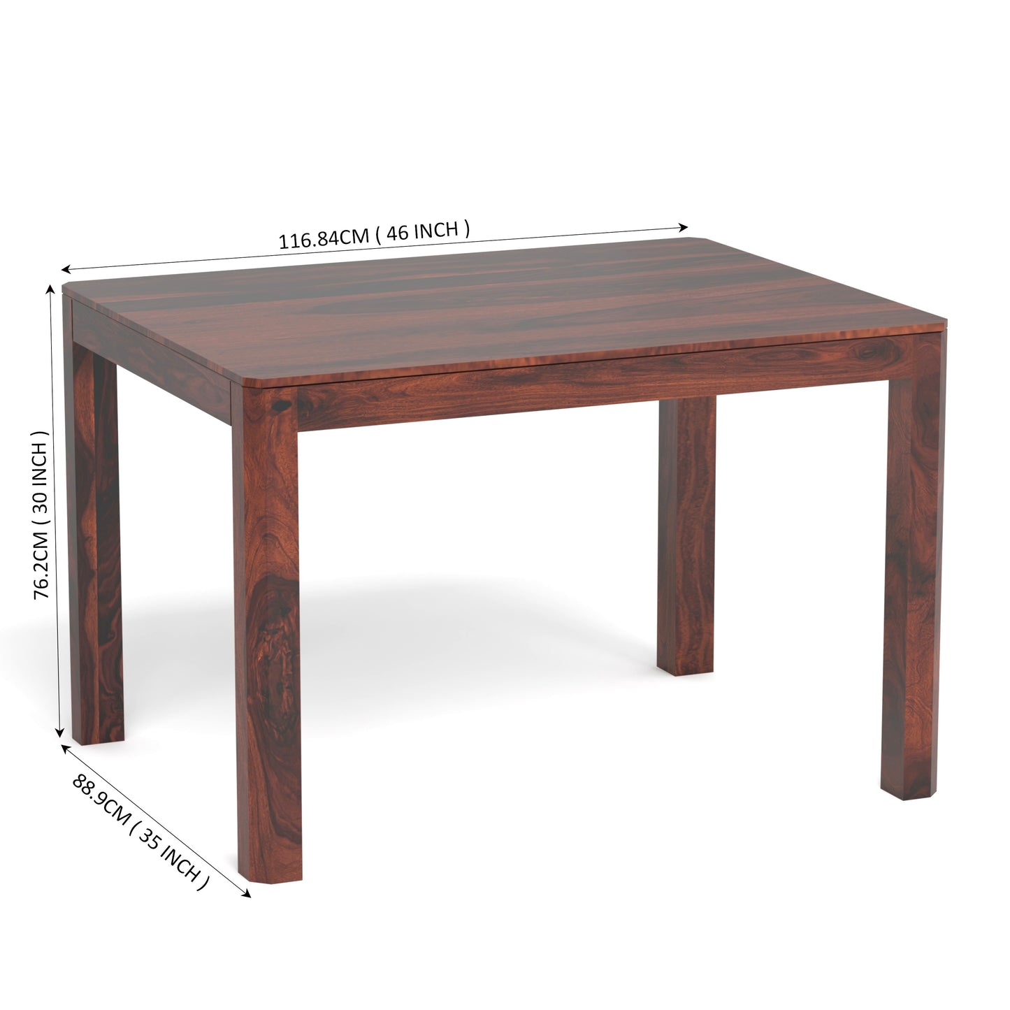 Ruby Sheesham Wood Four Seater Dining Table in Rosewood Finish