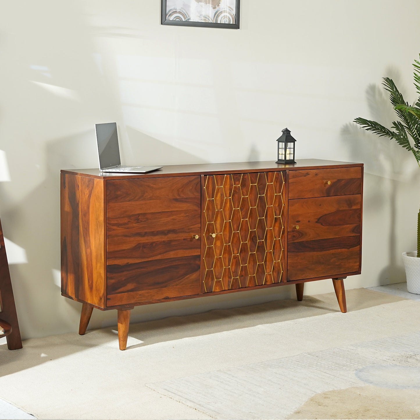 Ruby Sheesham Wood Sideboard in Honey Finish