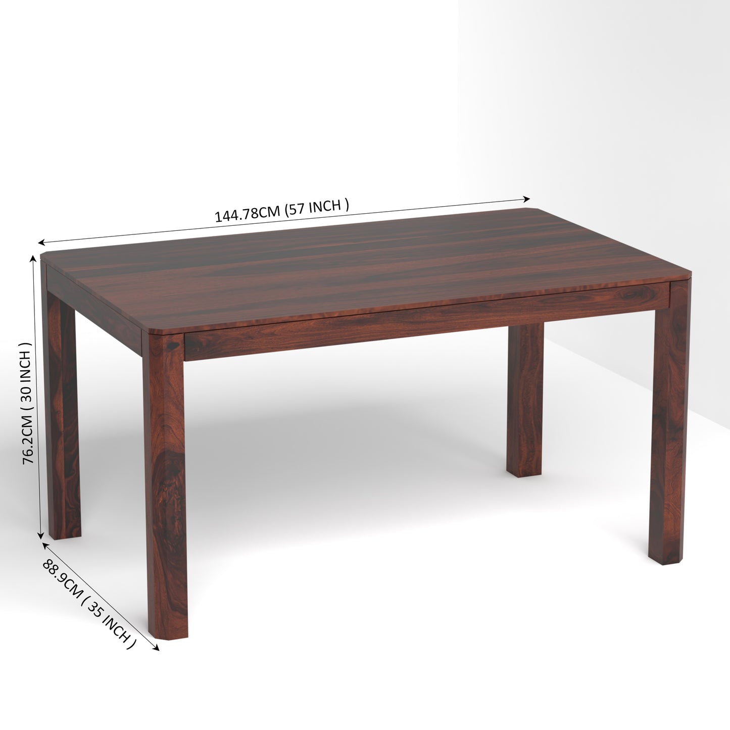 Ruby Sheesham Wood Six Seater Dining Set in Rosewood Finish